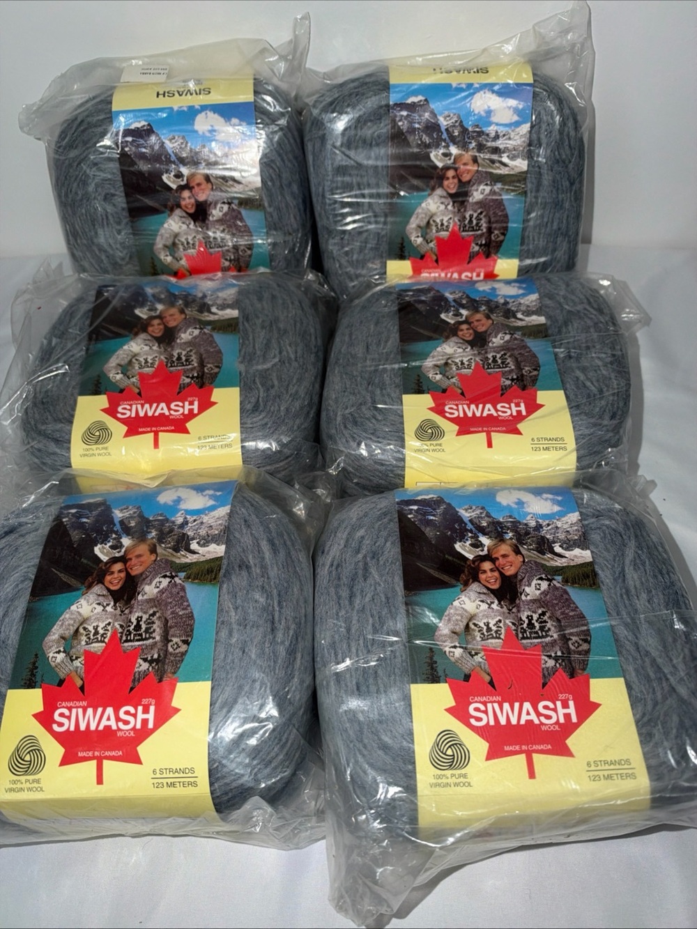 Siwash Canadian Virgin Wool Yarn Spinrite Lot Of 6 Skeins Barra Gray 6 Strand